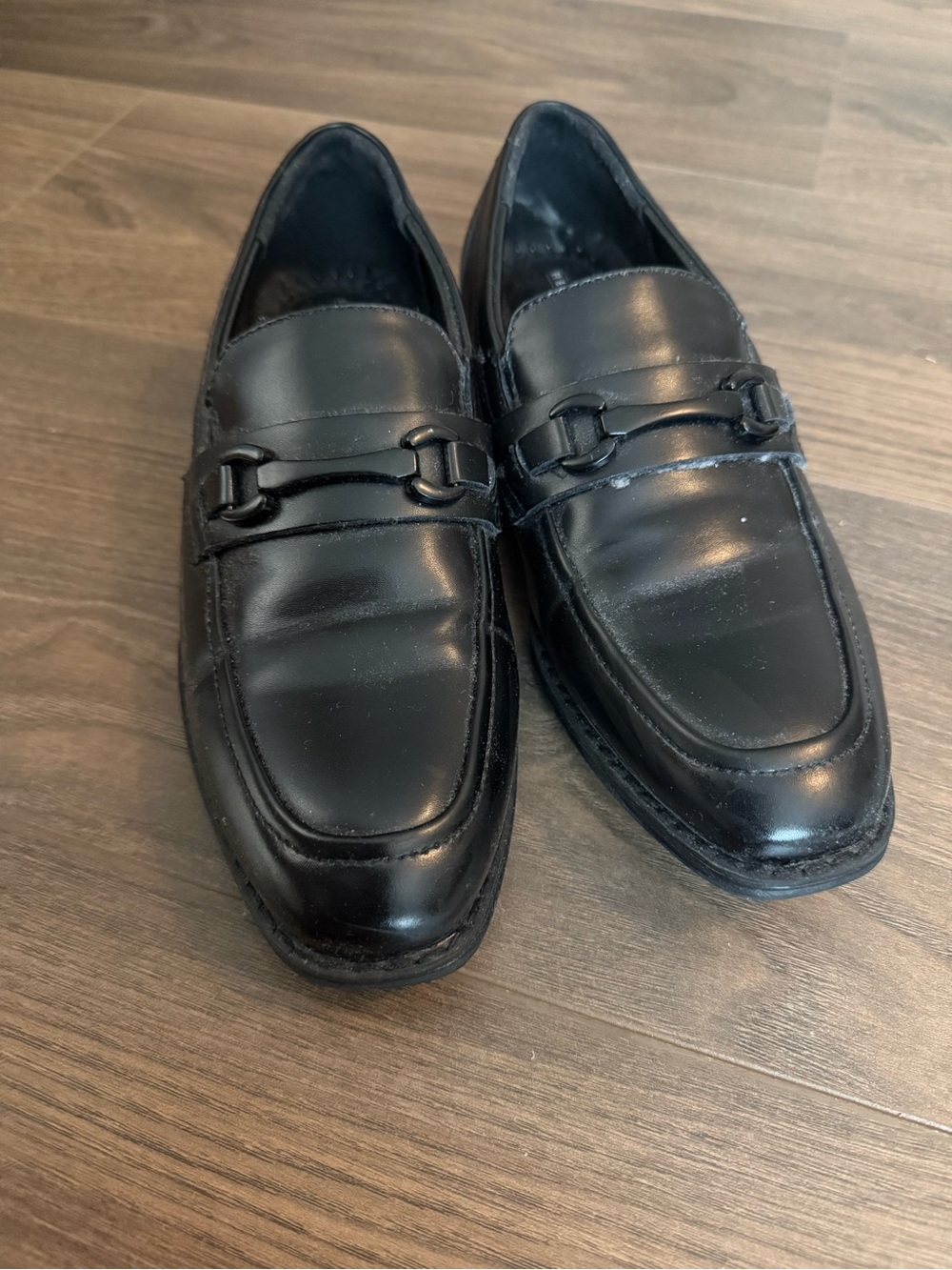 Black Kids Dress Loafers with Bit Detail